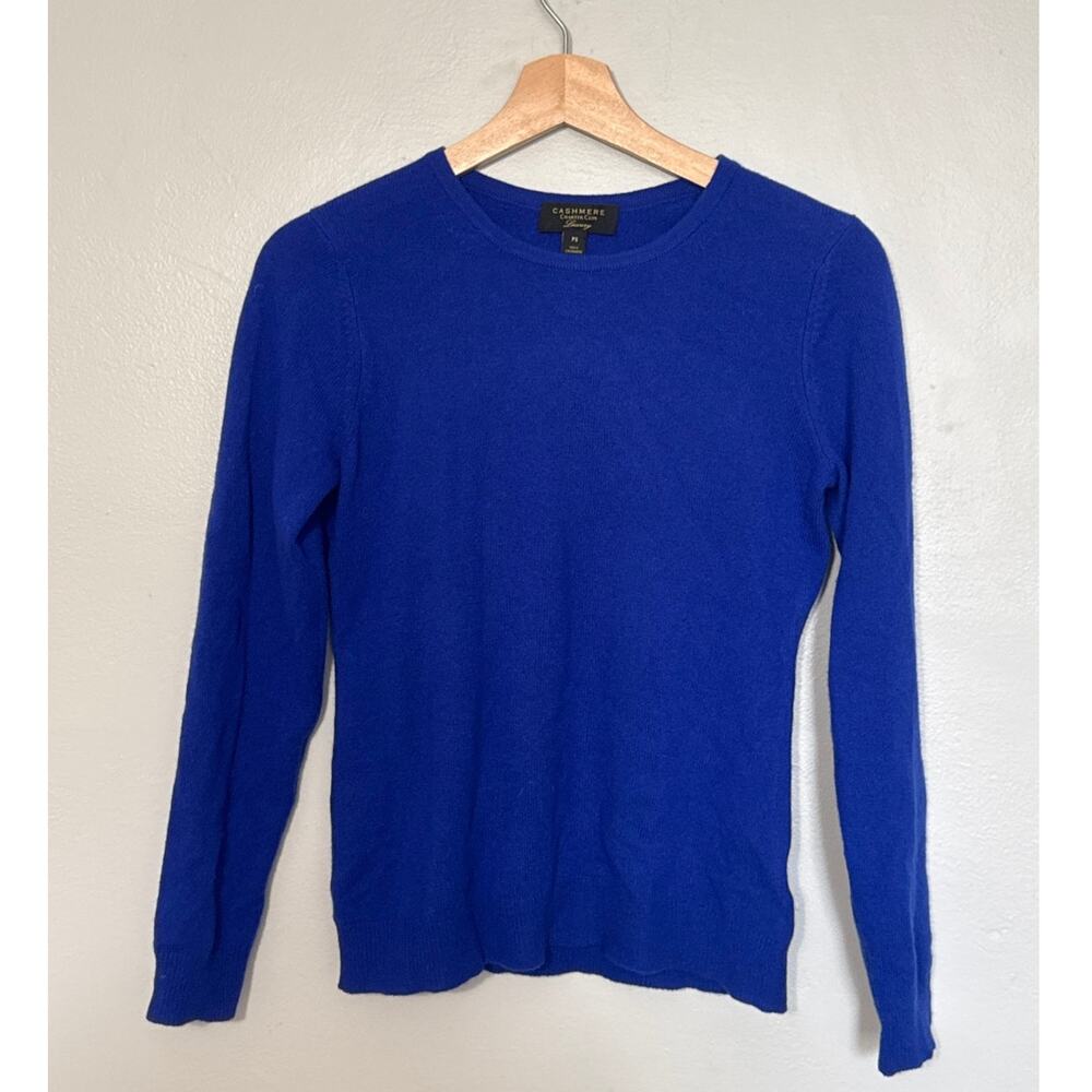 Women's Size Petite Small Charter Club 100% Cashmere Royal Blue Crewneck Sweater